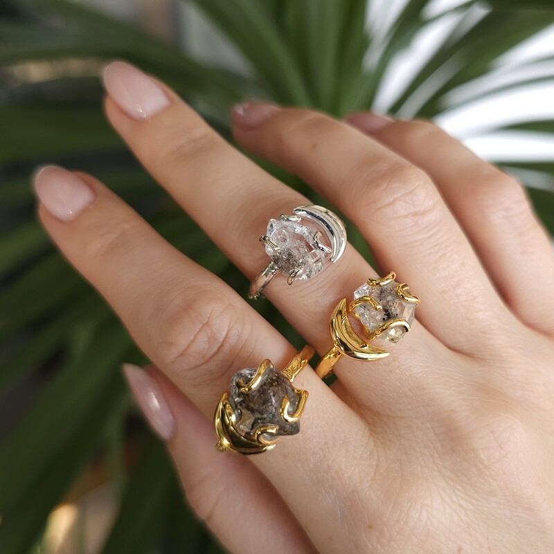 Prstan Moon Goddess - Herkimer diamant - Seraphina