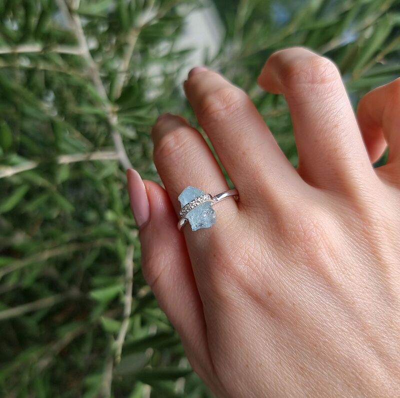 Zvjezdani prsten - akvamarin i bijeli topaz - Seraphina Zvjezdani prsten - akvamarin i bijeli topaz - Seraphina