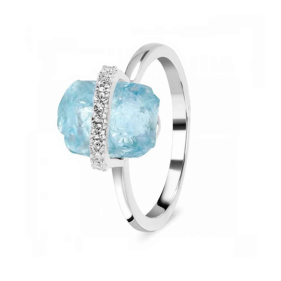 Ženski prsten od STELLAR srebra, akvamarina i bijelog topaza Ženski prsten od STELLAR srebra, akvamarina i bijelog topaza