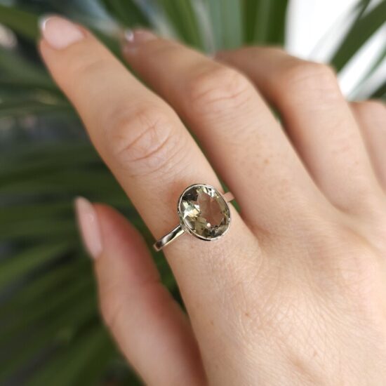 Ženski prstan iz srebra LOREN, Prasiolit