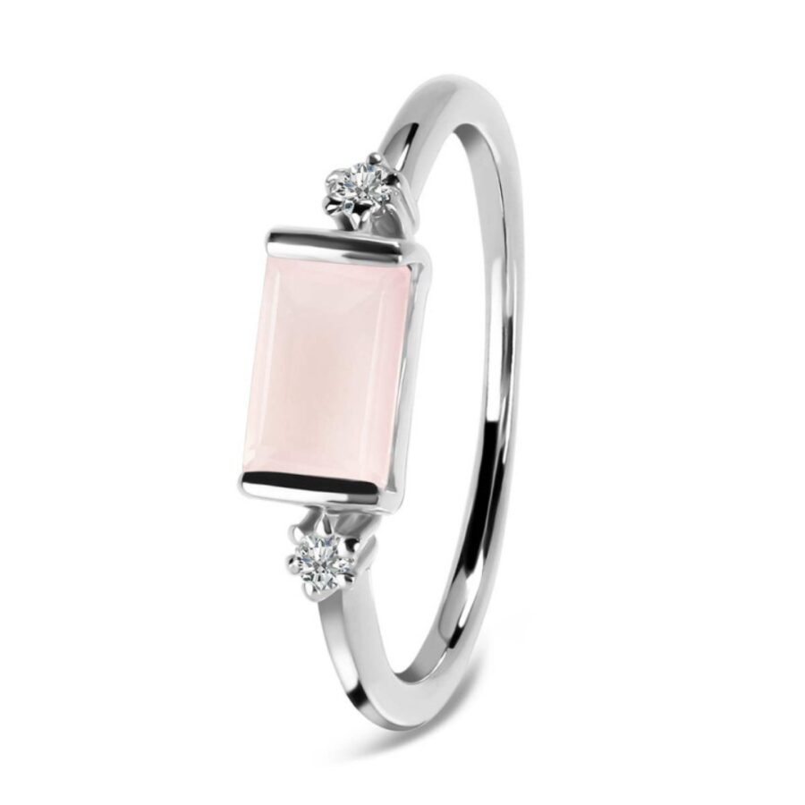 Ženski prstan iz srebra VILLA, Roževec in Beli Topaz