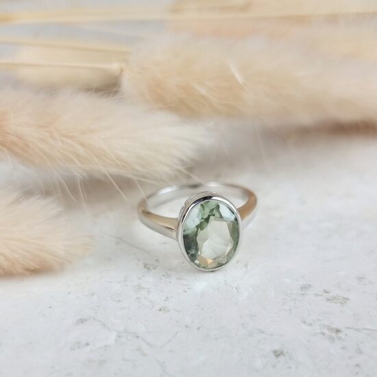 Ženski prstan iz srebra LOREN, Prasiolit
