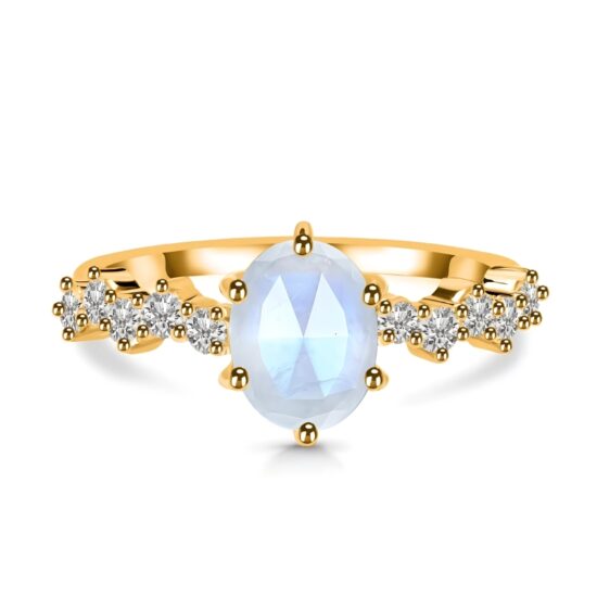 Ženski srebrni prsten LILYTH, mjesečev kamen i bijeli topaz