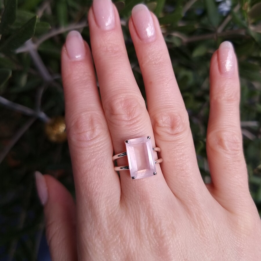 Damenring aus Sterlingsilber ENCHANTED, Rosenquarz