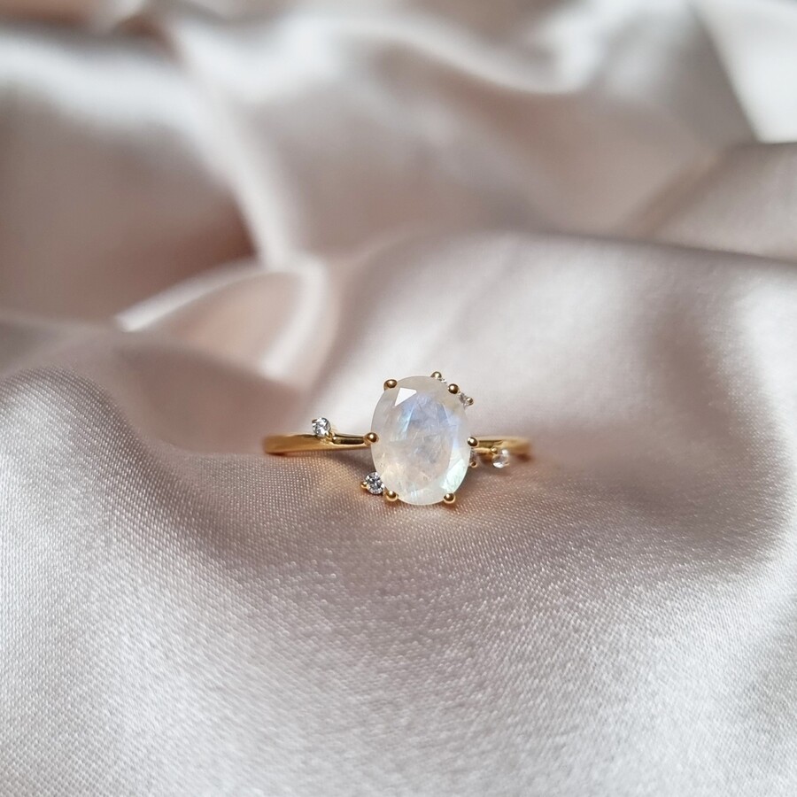 Burni prsten - mjesečev kamen i bijeli topaz - Seraphina