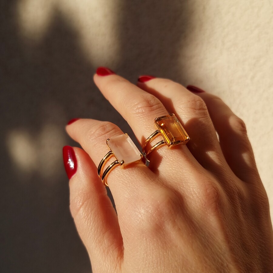 Ženski prstan iz srebra ENCHANTED, Citrin