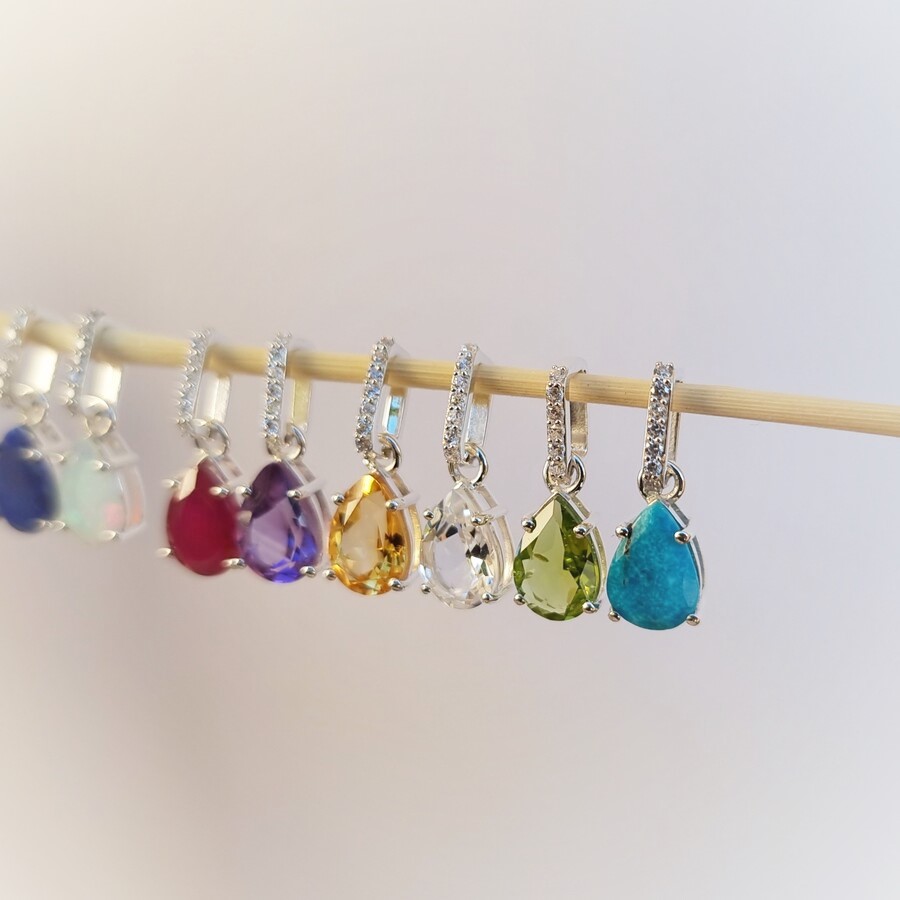 Ženski obesek iz srebra BIRTHSTONE November, Citrin in Beli Topaz