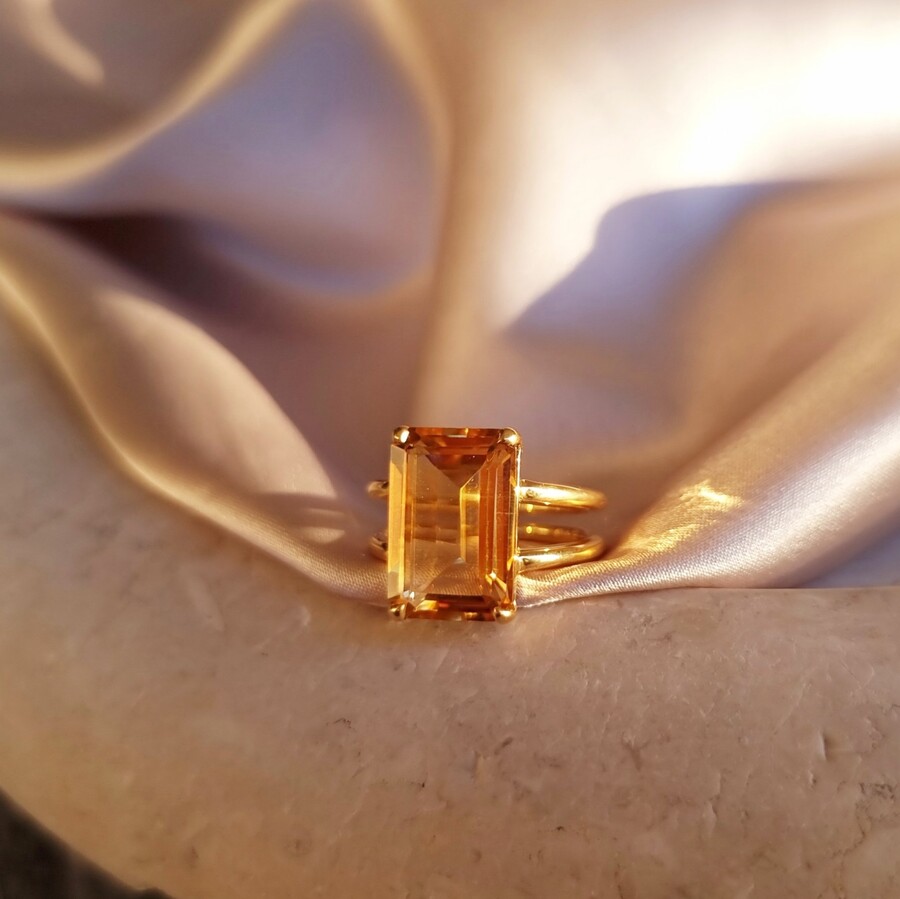 Ženski prstan iz srebra ENCHANTED, Citrin