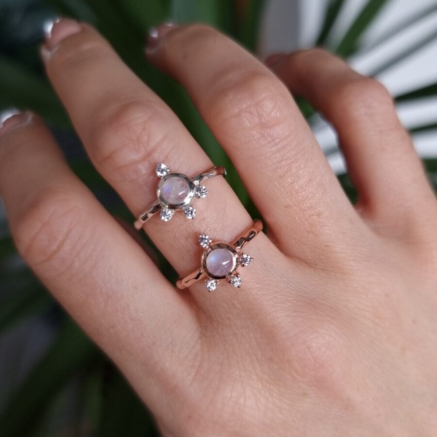 Ženski srebrni prsten FAY, mjesečev kamen i bijeli topaz