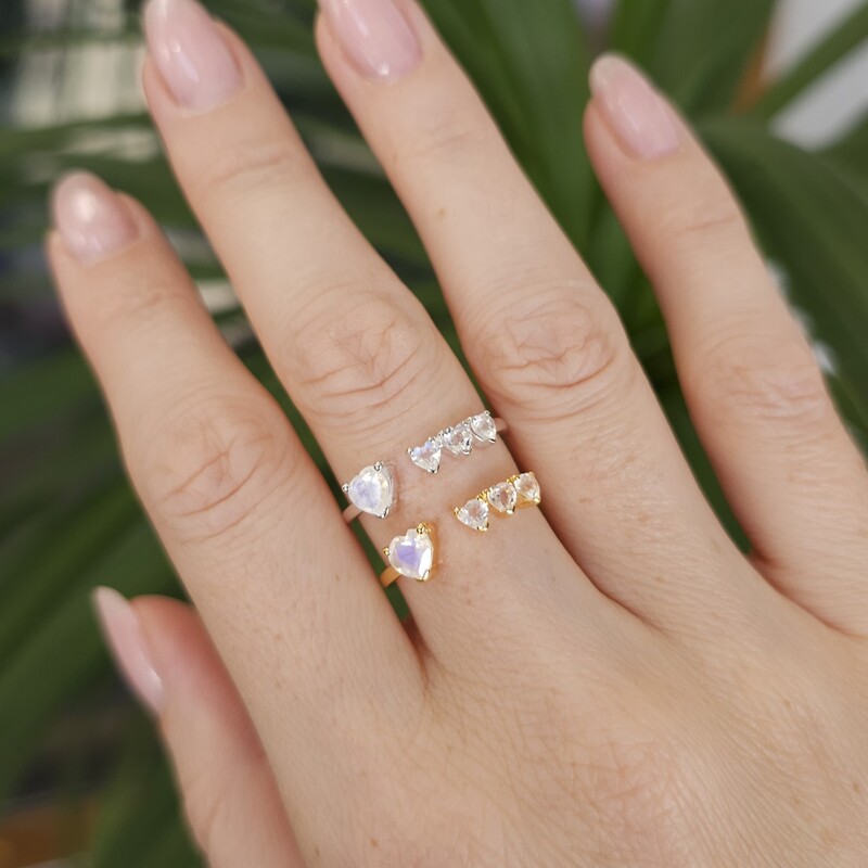 Ženski prstan iz srebra CUPID, Mesečev kamen