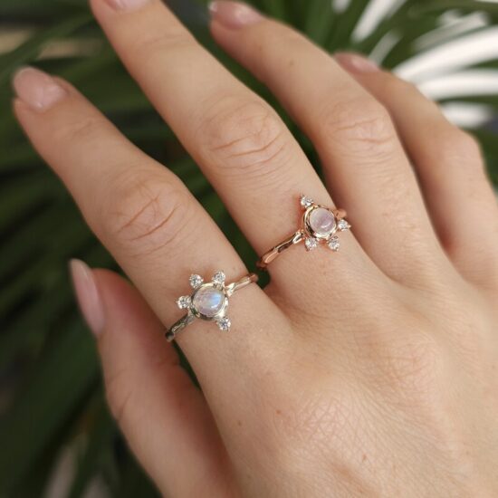 Ženski srebrni prsten FAY, mjesečev kamen i bijeli topaz