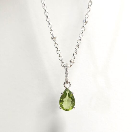 Damen Sterling Silber Anhänger BIRTHSTONE August, Peridot und Weißer Topas