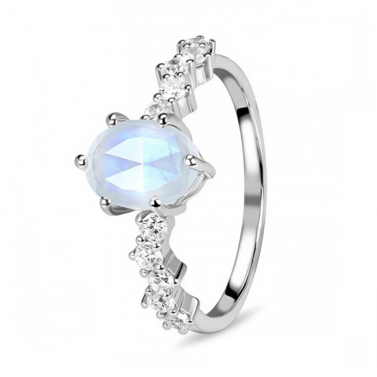 Ženski srebrni prsten LILYTH, mjesečev kamen i bijeli topaz