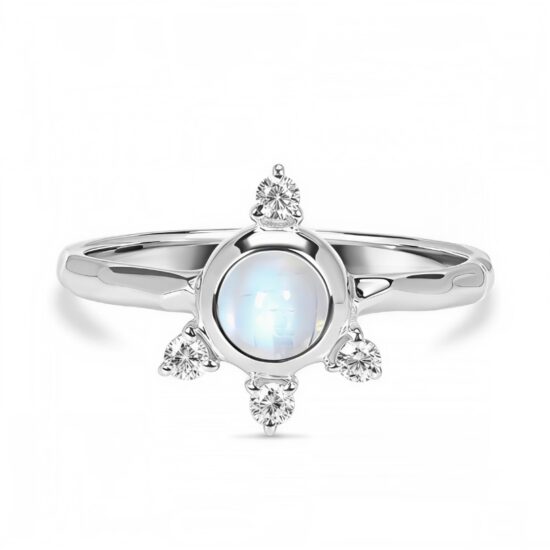 Ženski srebrni prsten FAY, mjesečev kamen i bijeli topaz