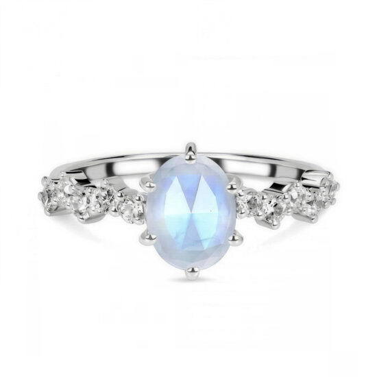 Ženski srebrni prsten LILYTH, mjesečev kamen i bijeli topaz