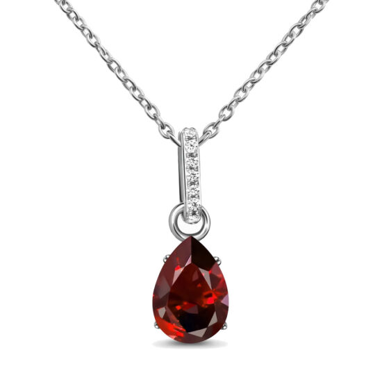 Ženski obesek iz srebra BIRTHSTONE Januar, Granat in Beli Topaz Ženski obesek iz srebra BIRTHSTONE Januar, Granat in Beli Topaz