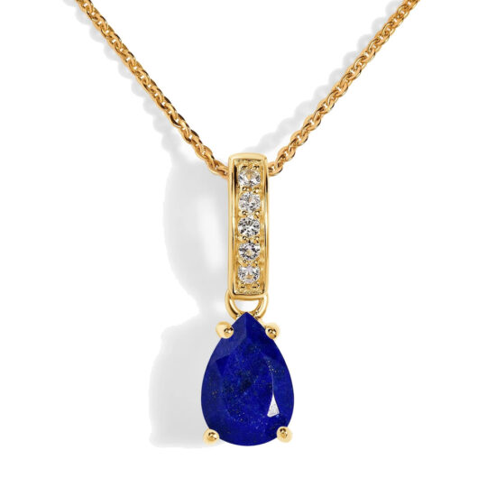 Ženski obesek iz srebra BIRTHSTONE September, Lapis in Beli Topaz