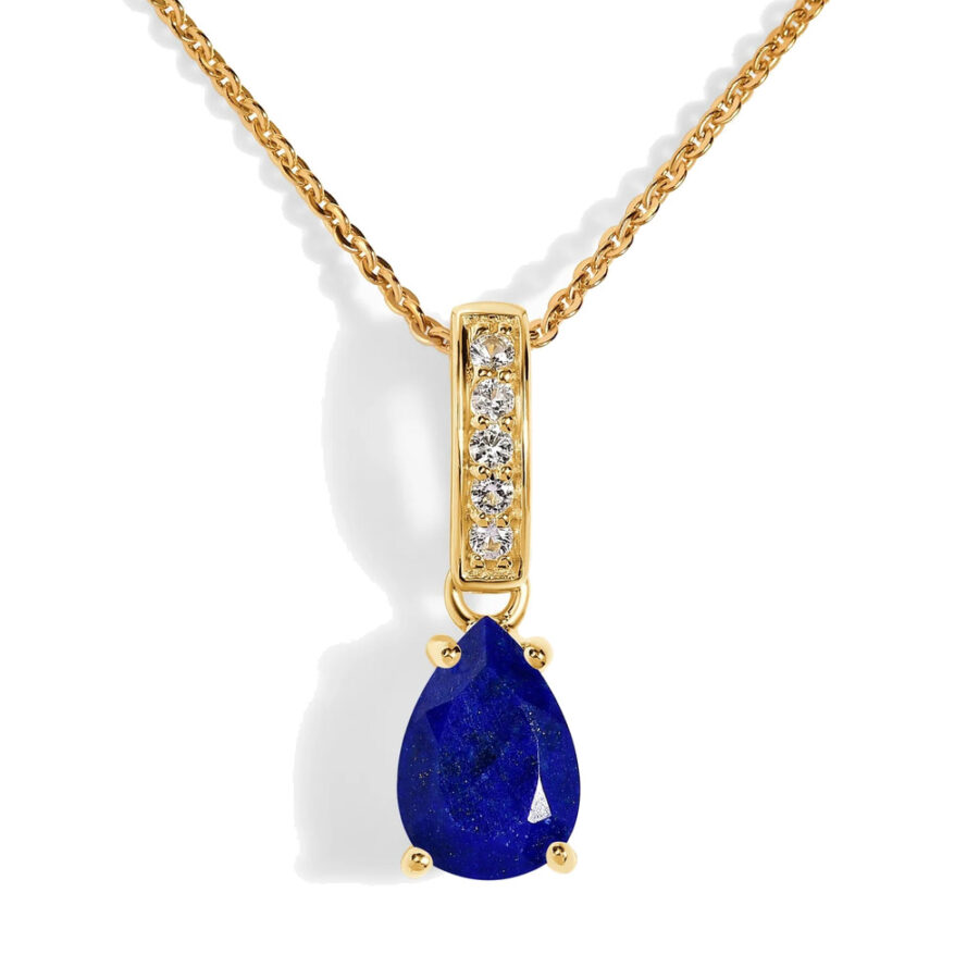 Ženski obesek iz srebra BIRTHSTONE September, Lapis in Beli Topaz