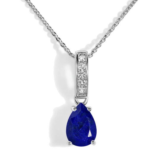 Ženski obesek iz srebra BIRTHSTONE September, Lapis in Beli Topaz