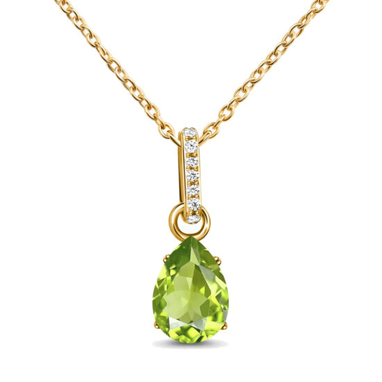 Damen Sterling Silber Anhänger BIRTHSTONE August, Peridot und Weißer Topas