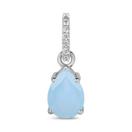 Ženski obesek iz srebra BIRTHSTONE Marec, Akvamarin in Beli Topaz