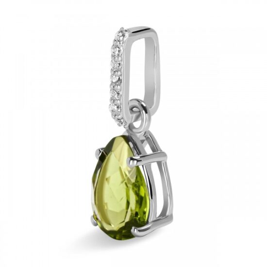 Damen Sterling Silber Anhänger BIRTHSTONE August, Peridot und Weißer Topas