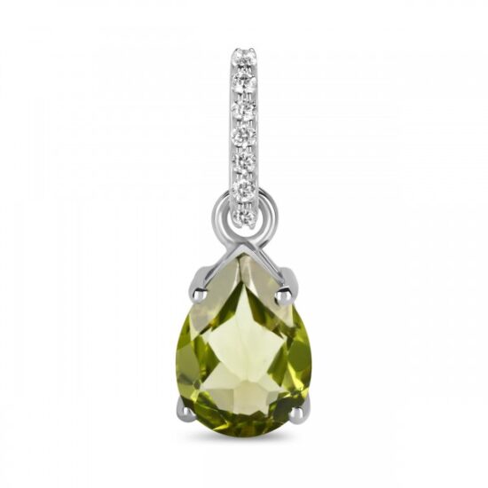 Damen Sterling Silber Anhänger BIRTHSTONE August, Peridot und Weißer Topas