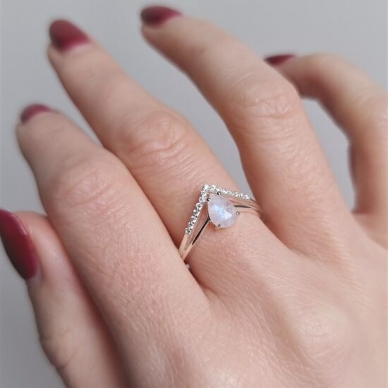 Damenring aus Sterlingsilber SELENA, Mondstein und weißer Topas