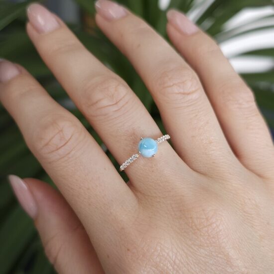 Prsten Ariel - Larimar i bijeli topaz - Seraphina