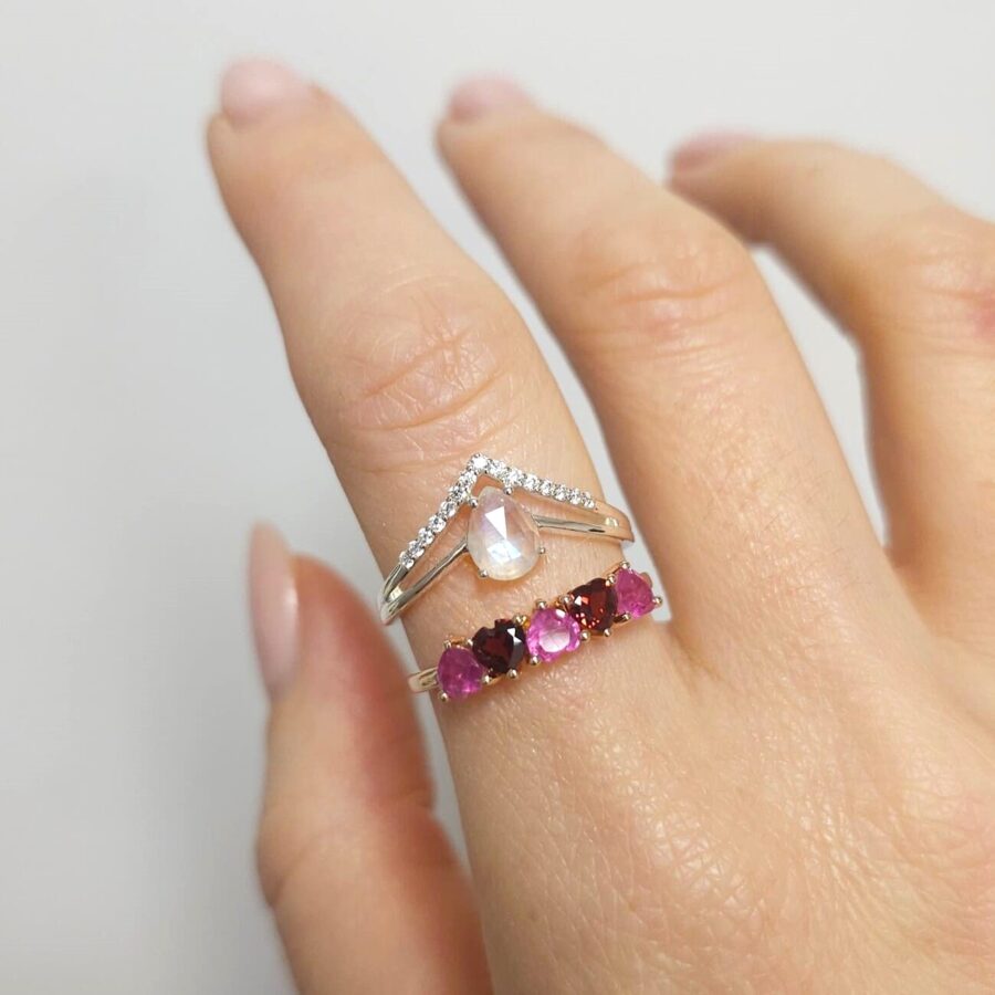 Prstan Selena - Mesečev kamen in Beli Topaz - Seraphina