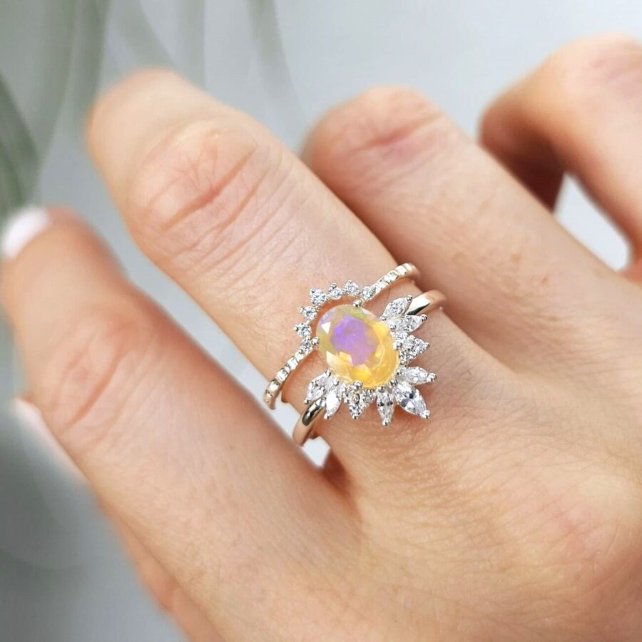 Prsten Trojstva - Opal i bijeli topaz - Serafina