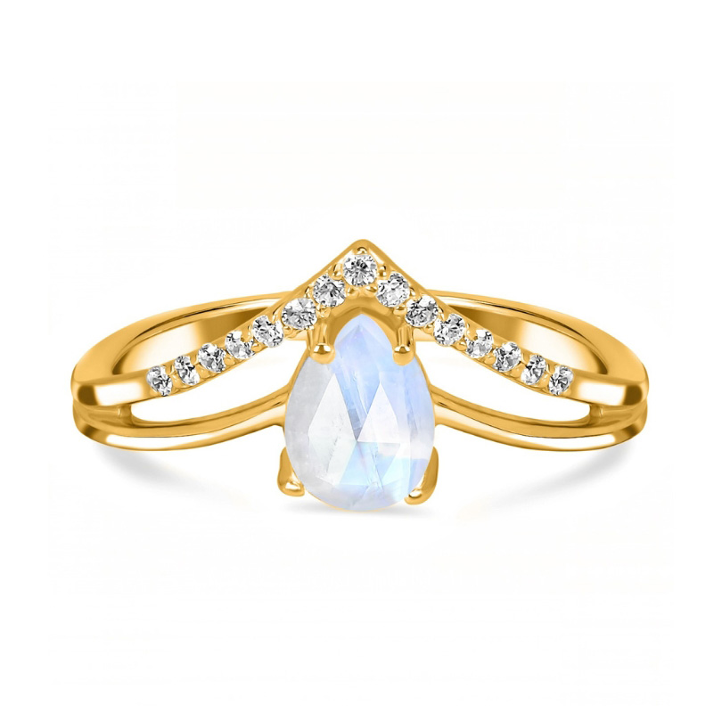 Damenring aus Sterlingsilber SELENA, Mondstein und weißer Topas