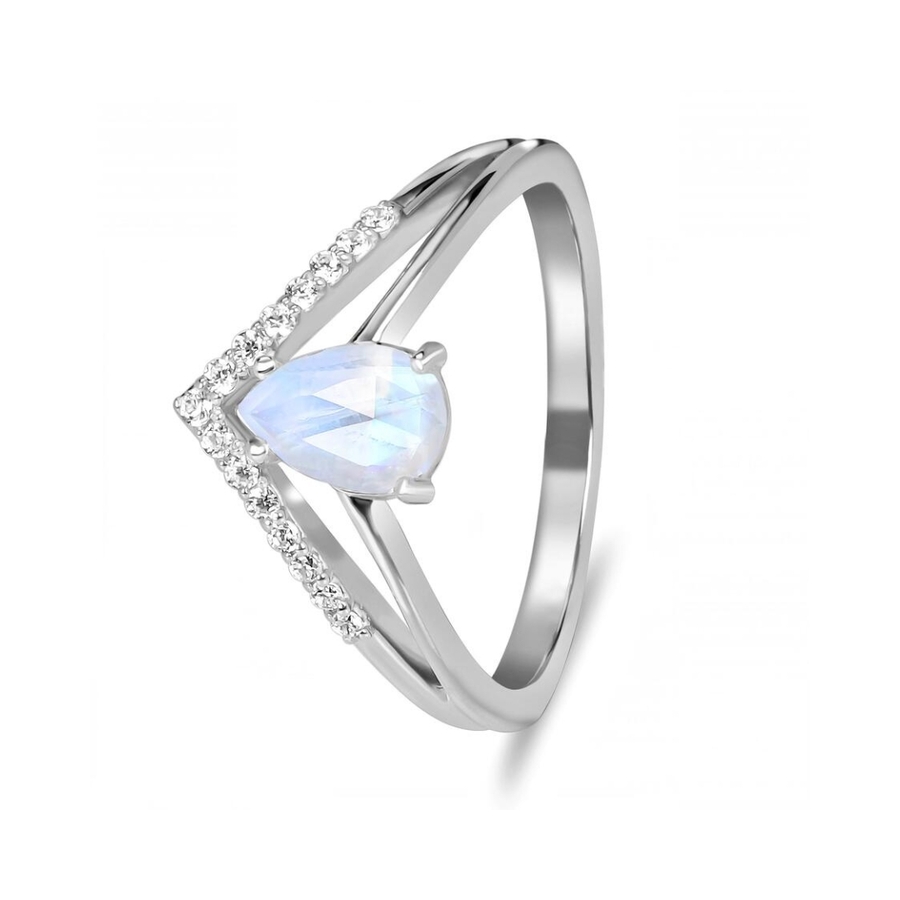 Damenring aus Sterlingsilber SELENA, Mondstein und weißer Topas