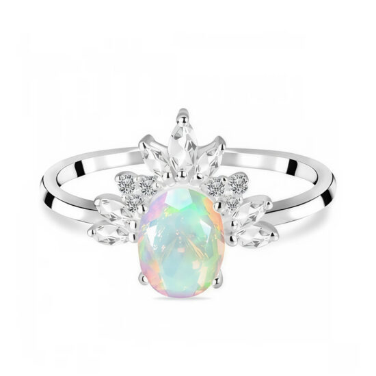Ženski srebrni prsten TRINITY, opal i bijeli topaz