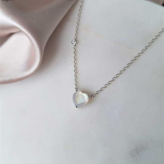 Ženska verižica iz srebra SOFIA, Mesečev kamen in Beli Topaz