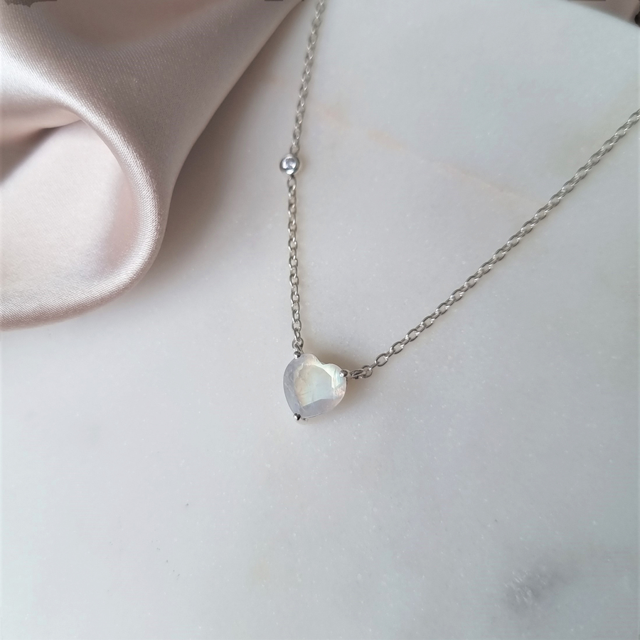 Ženska verižica iz srebra SOFIA, Mesečev kamen in Beli Topaz