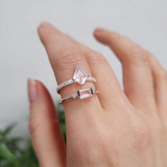 Ring Thalia - Rosenquarz und weißer Topas - Seraphina