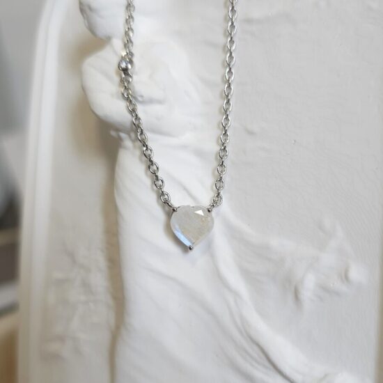 Ženska verižica iz srebra SOFIA, Mesečev kamen in Beli Topaz