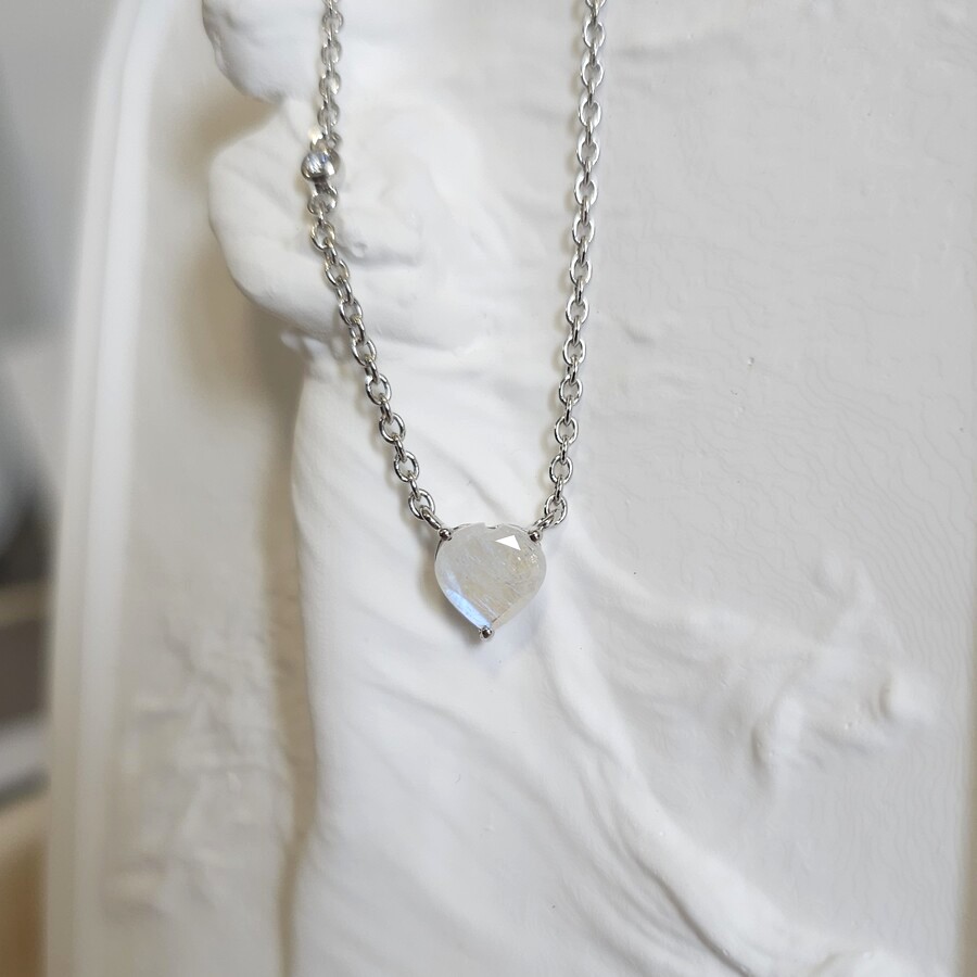 Ženska verižica iz srebra SOFIA, Mesečev kamen in Beli Topaz