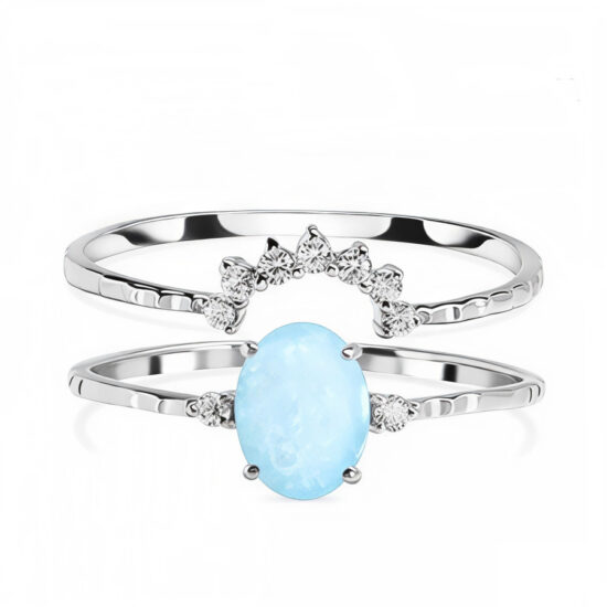 Dupli ženski prsten od srebra SCARLETT, akvamarina i bijelog topaza Dupli ženski prsten od srebra SCARLETT, akvamarina i bijelog topaza