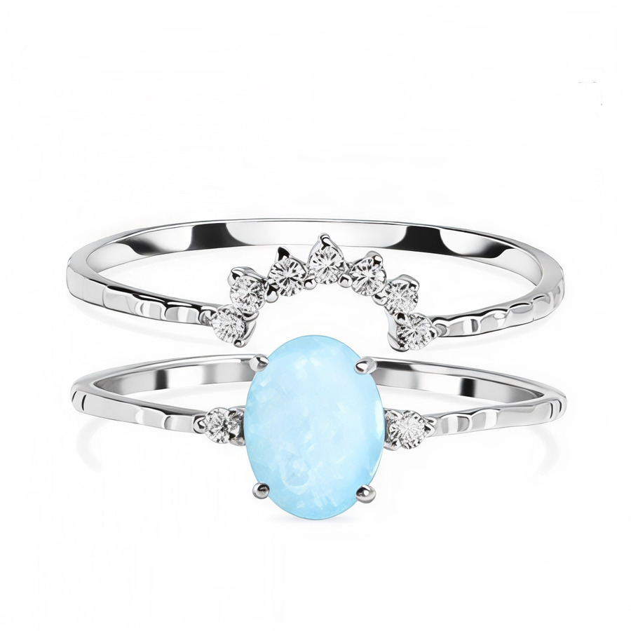 Dupli ženski prsten od srebra SCARLETT, akvamarina i bijelog topaza Dupli ženski prsten od srebra SCARLETT, akvamarina i bijelog topaza