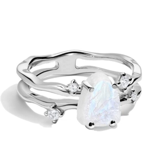 Flow Ring - Mondstein und weißer Topas - Seraphina