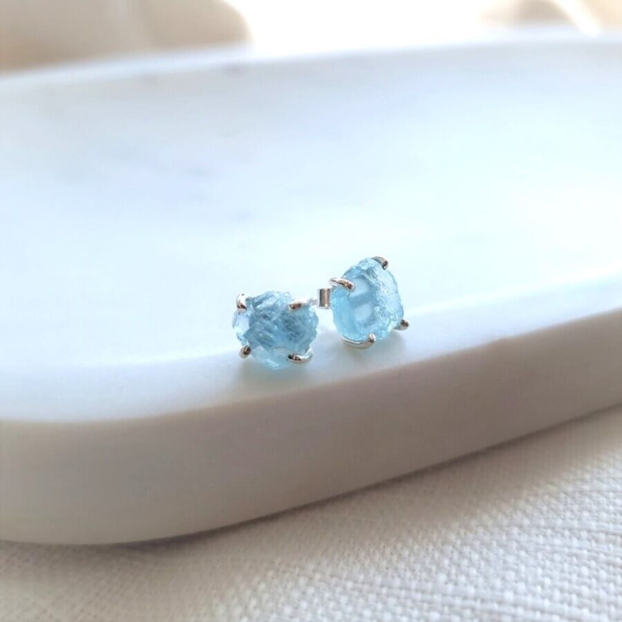 Ženski uhani iz srebra RAW BEAUTY, Akvamarin Ženski uhani iz srebra RAW BEAUTY, Akvamarin