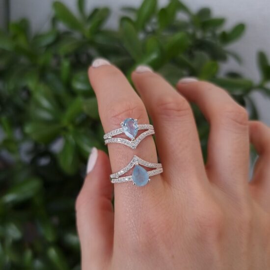 Damenring aus Sterlingsilber ARVEN, Aquamarin und Weißer Topas