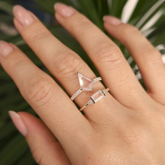 Ring Thalia - Rosenquarz und weißer Topas - Seraphina