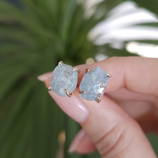 Ženski uhani iz srebra RAW BEAUTY, Akvamarin Ženski uhani iz srebra RAW BEAUTY, Akvamarin