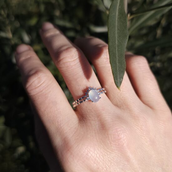 Dupli ženski prsten od srebra SCARLETT, akvamarina i bijelog topaza Dupli ženski prsten od srebra SCARLETT, akvamarina i bijelog topaza