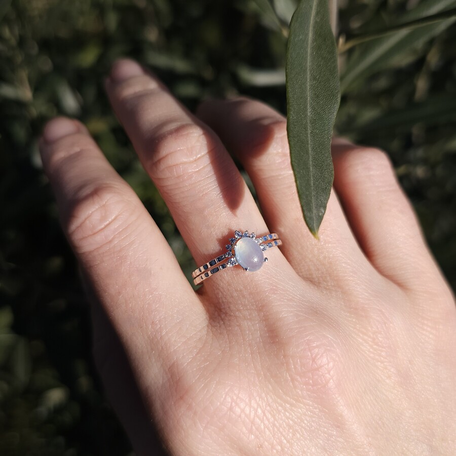 Dupli ženski prsten od srebra SCARLETT, akvamarina i bijelog topaza Dupli ženski prsten od srebra SCARLETT, akvamarina i bijelog topaza