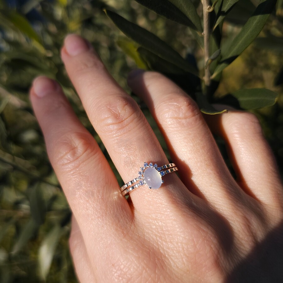 Dupli ženski prsten od srebra SCARLETT, akvamarina i bijelog topaza Dupli ženski prsten od srebra SCARLETT, akvamarina i bijelog topaza