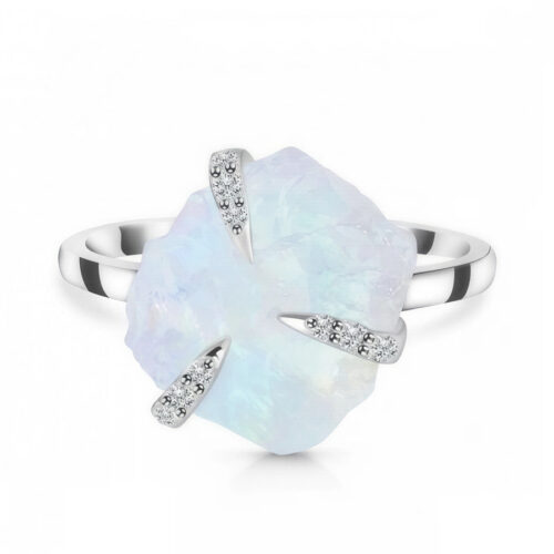 Ženski srebrni prsten DELPHYNE, mjesečev kamen i bijeli topaz